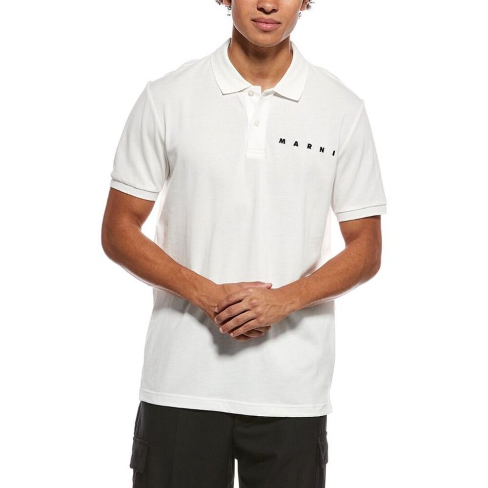 Marni Mens  Logo Polo Shirt, White